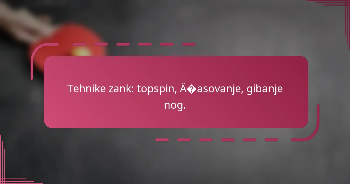 Tehnike zank: topspin, časovanje, gibanje nog.