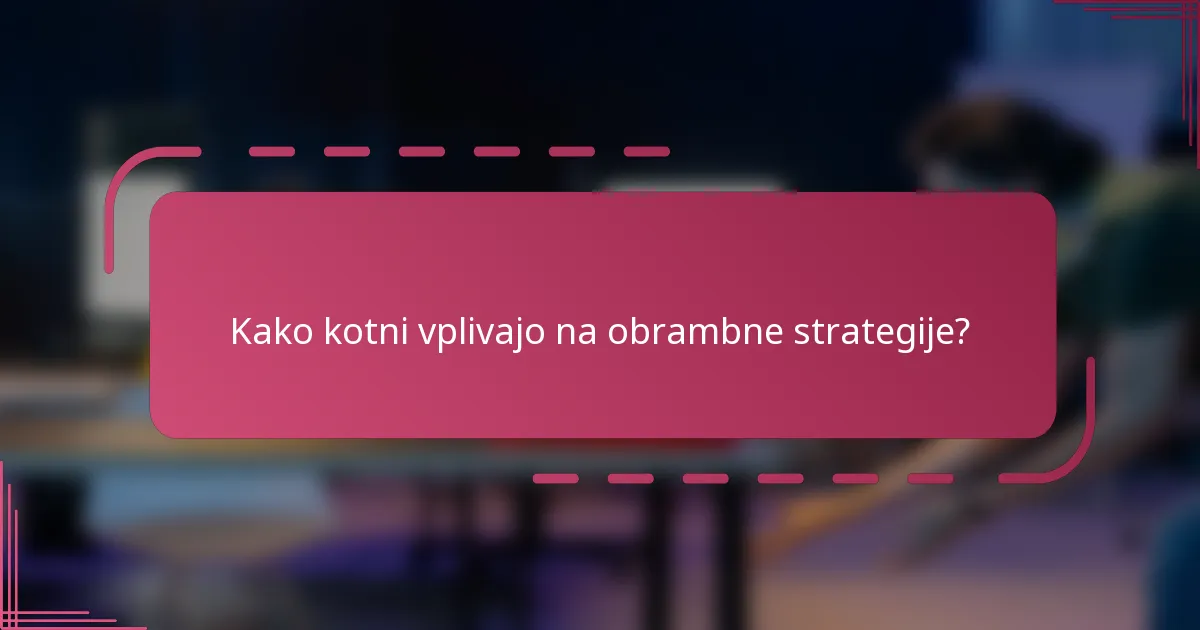 Kako kotni vplivajo na obrambne strategije?